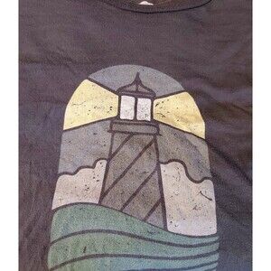 WOHVEN Mens Long Sleeve T Shirt Lighthouse size Large Gray Nautical
